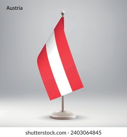 Flag of Austria hanging on a flag stand. Usable for summit or conference presentaiton