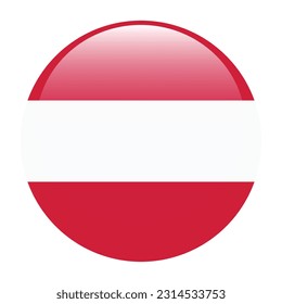 The flag of Austria. Flag icon. Standard color. A round flag. 3d illustration. Computer illustration. Digital illustration. Vector illustration.