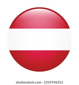 The flag of Austria. Flag icon. Standard color. The round flag. 3d illustration. Computer illustration. Digital illustration. Vector illustration.
