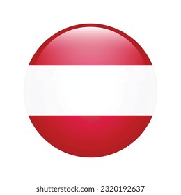 The flag of Austria. Flag icon. Standard color. The round flag. 3d illustration. Computer illustration. Digital illustration. Vector illustration.