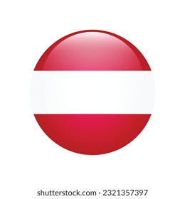 The flag of Austria. Flag icon. Standard color. The round flag. 3d illustration. Computer illustration. Digital illustration. Vector illustration.