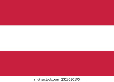 The flag of Austria. Flag icon. Standard color. Standard size. A rectangular flag. Computer illustration. Digital illustration. Vector illustration.