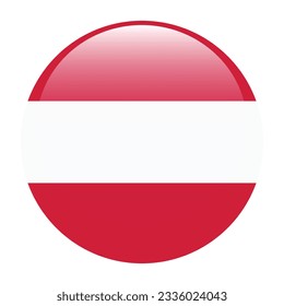 Die Flagge Österreichs. Flaggensymbol. Standardfarbe. Circle Icon Flag. 3D-Abbildung. Computergrafik. Digitale Illustration. Vektorgrafik.