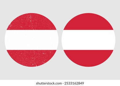 Flag of Austria. An illustration of the Austria round flag. A round flag. Flag icon.