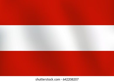 Flag of Austria with a little Waving, Shading & Flag Colors separated layers - Vector Illustration