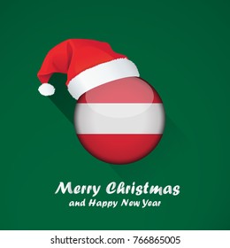 Flag of austria. Merry Christmas and happy new year background design with glossy round Flag of austria. vector illustration.