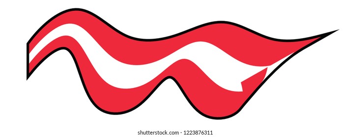 The Flag of Austria. red white red ribbon long banner wavy flag