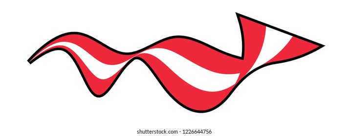 The Flag of Austria. red white red ribbon long banner wavy flag