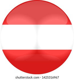 Flag of Austria as round glossy icon. Button with Austrian flag