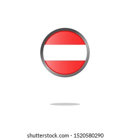 Flag of Austria as round glossy icon. Button with Austrian flag