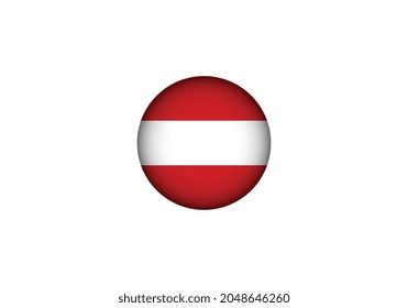 Bandera de Austria icono redondo, botón o botón. Símbolo nacional austriaco. Ilustración vectorial.