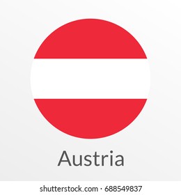 Flag of Austria round icon, badge or button. Austrian national symbol. Vector illustration.