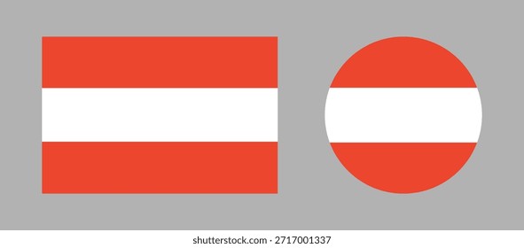 Bandera de Austria. Conjunto de rectángulo nacional de Austria, banderas de círculo.