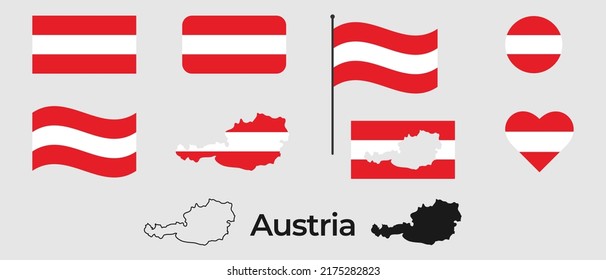 Flag of Austria. Silhouette of Austria. National symbol.