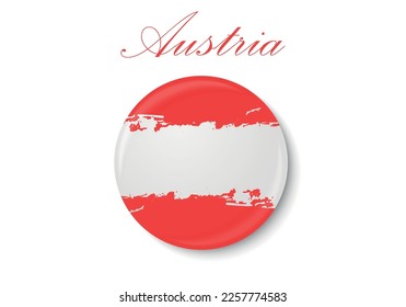 The flag of Austria. Standard color. The circular icon. The round flag. Digital illustration. Computer illustration. Vector illustration.