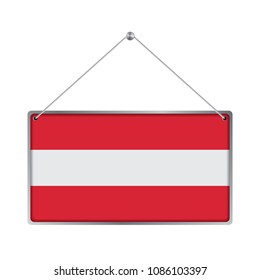 Flag of Austria. The symbol of the state in the pennant hanging on the rope, 
rectangle hanging. Vector Illustration EPS10. White Background.