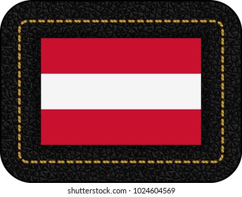 Flag of Austria. Vector Icon on Black Leather Backdrop