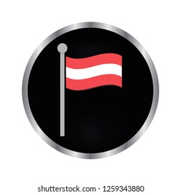 flag of Austria - vector icon on a black button