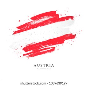 Flag of Austria. Vector illustration on white background. Brush strokes drawn by hand. Independence Day.
