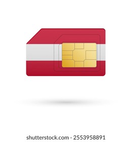 Flag of Austria. Vector illustration of SIM Card with flag on white background