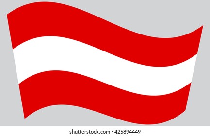 Flag of Austria waving on gray background