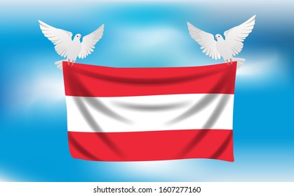Flag of Austria With A White Pigeons	