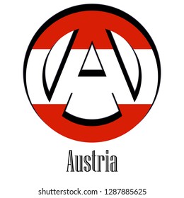 Flag of Austria of the world in the form of a sign of anarchy, which stands for freedom and equality of people.
