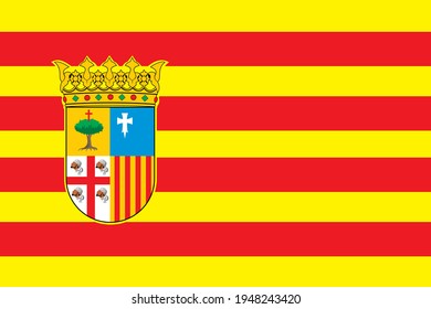 Bandera de la Comunidad Autónoma de Aragón, España, ilustración vectorial