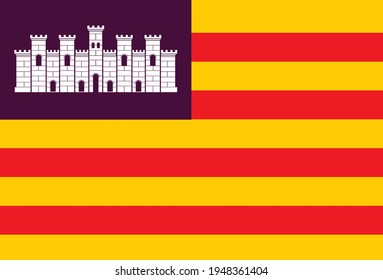 Flag of the Autonomous Community of Balearic Islands, Spain vector illustration