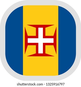 Flag of Autonomous Region of Madeira. Rounded square icon on white background, vector illustration.