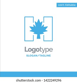 Flag, Autumn, Canada, Leaf Blue Solid Logo Template. Place for Tagline