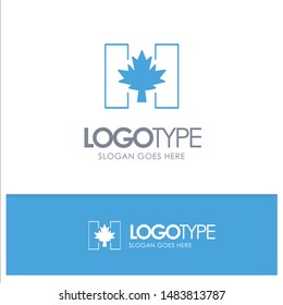 Flag, Autumn, Canada, Leaf Blue Solid Logo with place for tagline