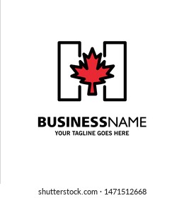 Flag, Autumn, Canada, Leaf Business Logo Template. Flat Color