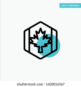 Flag, Autumn, Canada, Leaf, Maple turquoise highlight circle point Vector icon