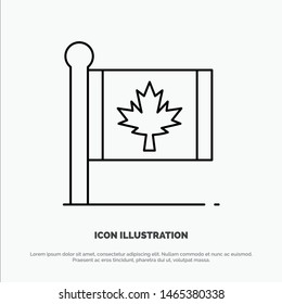 Flag, Autumn, Canada, Leaf, Maple Line Icon Vector. Vector Icon Template background