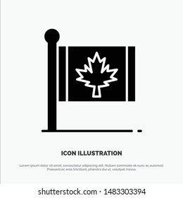 Flag, Autumn, Canada, Leaf, Maple solid Glyph Icon vector