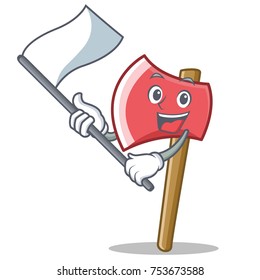 With flag axe character cartoon style vector illustration