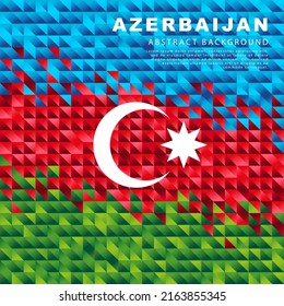 Bandera de Azerbaiyán. Fondo abstracto de pequeños triángulos en forma de coloridas franjas azules, rojas y verdes de la bandera azerbaiyana. Ilustración vectorial.