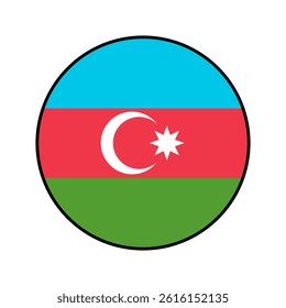 Flag of Azerbaijan. Black edge. Azerbaijan circle flag logo icon computer vector illustration design.