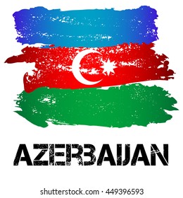 Flag of Azerbaijan from brush strokes isolated on white background. Vector illustration
