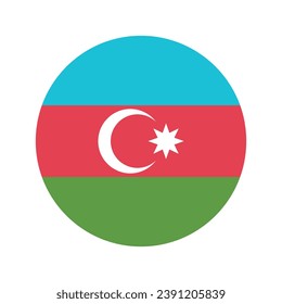 Flag of Azerbaijan. Button flag icon. Standard color. Circle icon flag. Computer illustration. Digital illustration. Vector illustration.