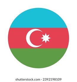 Flag of Azerbaijan. Button flag icon. Standard color. Circle icon flag. Computer illustration. Digital illustration. Vector illustration.