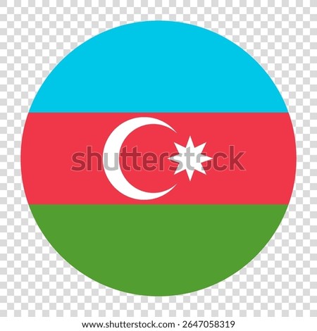 Flag of Azerbaijan. Azerbaijan circle flag logo icon computer vector illustration design. Transparent checkerboard background.