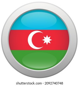 Bandera de Azerbaiyán en círculo, ilustración vectorial.