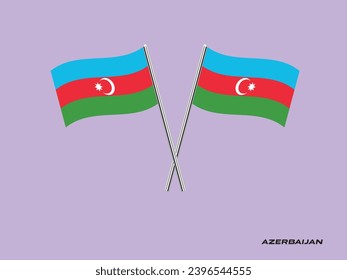 Flag of Azerbaijan, Azerbaijan cross flag design. Azerbaijan cross flag isolated on white background. Vector Illustration of crossed Azerbaijan flags.