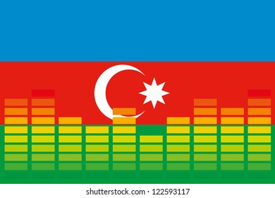 The flag of Azerbaijan with an equaliser on it