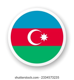 Flag of Azerbaijan flat icon. Round vector element with shadow underneath. Best for mobile apps, UI and web design.