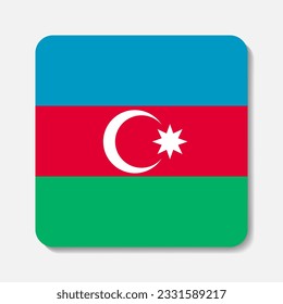 Flag of Azerbaijan flat icon. Square vector element with shadow underneath. Best for mobile apps, UI and web design.