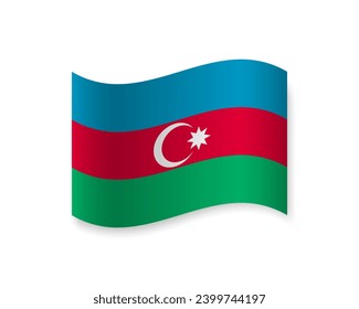 Flag of Azerbaijan flat icon. Wavy vector element with shadow underneath. Best for mobile apps, UI and web design.