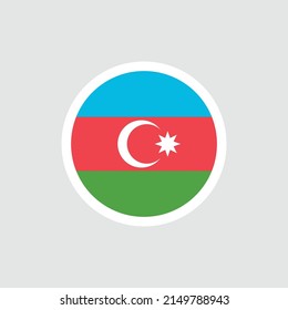 Flag of Azerbaijan. Horizontal tricolor: blue, green, red. Crescent and eight-pointed star. State symbol of the Azerbaijan Republic.